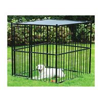 Stephens Pipe & Steel RSHBK11-13659 Dog Kennel with Sunblock Top, 5 ft OAL, 5 ft OAW, 5 ft OAH, Steel, Black 