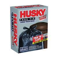 Husky HK33WC060B Trash Bag, 33 gal Capacity, Polyethylene, Black 