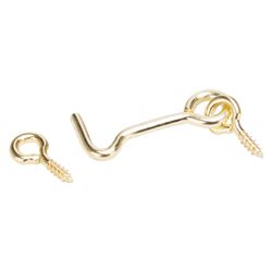 ProSource Gate Hook and Eye, 1/8 in Dia Wire, 1-1/2 in L, Solid Brass 
