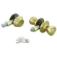 Prosource T-5764-D101PB Deadbolt and Entry Lockset, 3 Grade, Tulip Handle, Keyed Alike Key, Brass, Polished Brass 3 Pack 