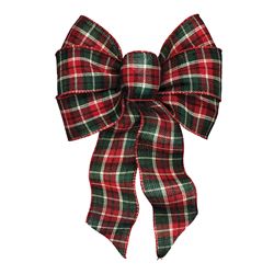 Holidaytrims 6126 Deluxe Bow, Cheer Plaid Design, Fabric, Pack of 12 