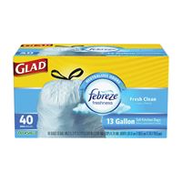 GLAD OdorShield 78361 Trash Bag, 13 gal Capacity, White 