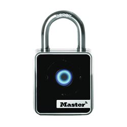 Master Lock 4400D Wide Bluetooth Padlock, 9/32 in Dia Shackle, 7/8 in H Shackle, Boron Alloy Steel Shackle, Metal Body 