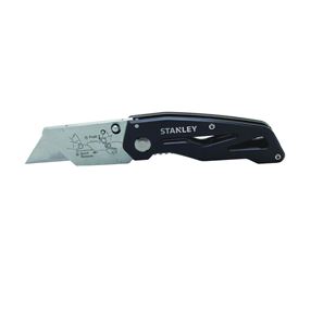 Stanley 10-855 Utility Knife, 2-7/16 in L Blade, Aluminum Blade, Black/Gray Handle