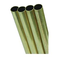 K & S 1153 Decorative Metal Tube, Round, 36 in L, 3/8 in Dia, 0.014 in Wall, Brass, Pack of 3 