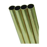 K & S 1152 Decorative Metal Tube, Round, 36 in L, 11/32 in Dia, 0.014 in Wall, Brass, Pack of 4 