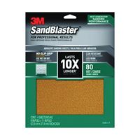 3M SandBlaster Series 20080-G-4 Sandpaper, 11 in L, 9 in W, 80 Grit, Coarse, Aluminum Oxide Abrasive 