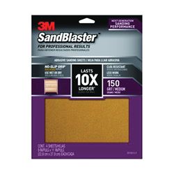 3M SandBlaster Series 20150-G-4 Sandpaper, 11 in L, 9 in W, 150 Grit, Medium, Aluminum Oxide Abrasive 