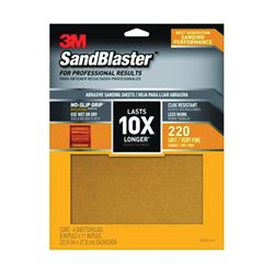 3M SandBlaster Series 20220-G-4 Sandpaper, 11 in L, 9 in W, 220 Grit, Fine, Aluminum Oxide Abrasive 