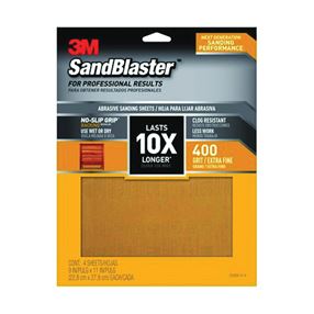 3M SandBlaster Series 20400-G-4 Sandpaper, 11 in L, 9 in W, 400 Grit, Ultra Fine, Aluminum Oxide Abrasive