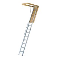 Louisville Everest Series AL228P Attic Ladder, 10 to 12 ft H Ceiling, 22-1/2 x 63 in Ceiling Opening, 13-Step, 350 lb 