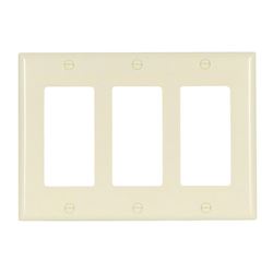 Eaton Cooper Wiring 2163 2163LA-BOX Wallplate, 4-1/2 in L, 6.37 in W, 3 -Gang, Thermoset, Light Almond, High-Gloss 