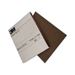 3M 02431 Sandpaper Sheet, 11 in L, 9 in W, Fine, Aluminum Oxide Abrasive, Cloth Backing, Pack of 250 