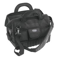 Bucket Boss Professional Series 64014 Pro Gatemouth Tool Bag, 14 in W, 9-1/2 in D, 11 in H, 12-Pocket, Poly Fabric 