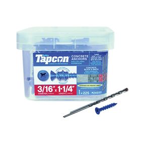 Buildex Tapcon 28550 Concrete Screw Anchor, 3/16 in Dia, 1-1/4 in L, Steel, Climaseal