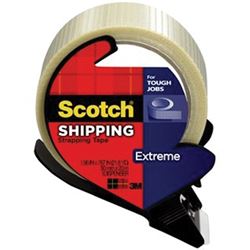 Scotch 8959-RD Shipping/Strapping Tape, 21 yd L, 1.9 in W, Fiber Yarns Backing, Clear 