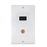 Zenith VW3001HD2C HDMI and Coaxial Wallplate, 7-1/2 in L, 3-3/4 in W, 1 -Gang, Plastic, White, Flush Mounting, Pack of 4 