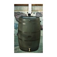 RTS 55100009005600 Rain Barrel, 50 gal Capacity, Plastic, Brown 