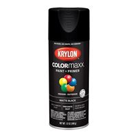 Krylon COLORmaxx K05592007 Spray Paint, Matte, Black, 12 oz, Aerosol Can 