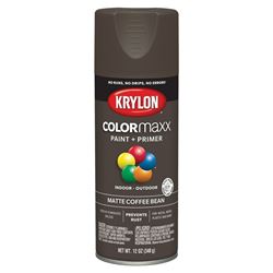 Krylon COLORmaxx K05596007 Spray Paint, Matte, Coffee Bean, 12 oz, Aerosol Can 