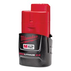 Milwaukee 48-11-2420 Rechargeable Battery Pack, 12 V Battery, 2 Ah, 1/2 hr Charging 