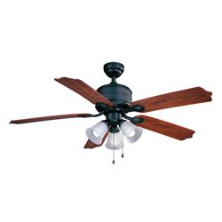 Boston Harbor AC362+3L-NI-3L Ceiling Fan, 5-Blade, Natural Iron Housing, 52 in Sweep, MDF Blade, 3-Speed 