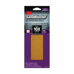 3M SandBlaster Series 11120-G-6 Sandpaper, 9 in L, 3-2/3 in W, 120 Grit, Medium, Aluminum Oxide Abrasive 
