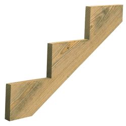 UFP 279712 Stair Stringer, 35.64 in L, 11-1/4 in W, 3-Step, Wood, Yellow, Treated 