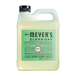 Mrs. Meyers 14163 Hand Soap Refill, Liquid, Colorless, Basil, 33 oz Jug 