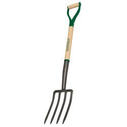 Landscapers Select 34619 Garden Spading Fork, Steel Tine, 4 -Tine, Steel Tine, Gray, Wood Handle, 30 in L Handle 