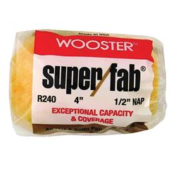 Wooster R240-4 Roller Cover, 1/2 in Thick Nap, 4 in L, Knit Fabric Cover, Golden Yellow, Pack of 12 