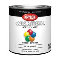 Krylon K05615007 Paint, Satin, White, 8 oz, 25 sq-ft Coverage Area 
