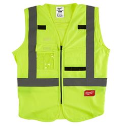 Milwaukee 48-73-5023 High-Visibility Safety Vest, 2XL, 3XL, Unisex, Fits to Chest Size: 46 to 50 in, Polyester, Yellow 