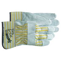 Boss STALLION 1290J Gloves, Mens, Jumbo, Straight Thumb, Rubberized Safety Cuff, Gray/Yellow 
