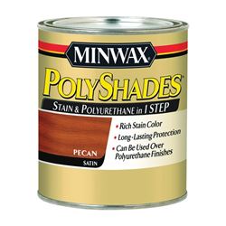 Minwax PolyShades 213204444 Wood Stain and Polyurethane, Satin, Pecan, Liquid, 0.5 pt, Can 