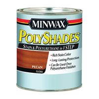 Minwax 214204444 Waterbased Polyurethane Stain, Gloss, Liquid, Pecan, 0.5 pt, Can 