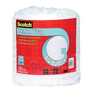 Scotch BB7912-25 Perforated Bubble Cushion Wrap, 25 ft L, 12 in W, Clear