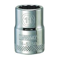 DeWALT DWMT74515OSP Hand Socket, 11 mm Socket, 3/8 in Drive, 12-Point, Vanadium Steel, Polished Chrome 