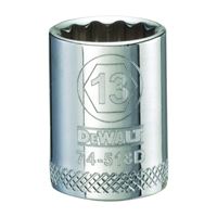 DeWALT DWMT74518OSP Hand Socket, 13 mm Socket, 3/8 in Drive, 12-Point, Vanadium Steel, Polished Chrome 