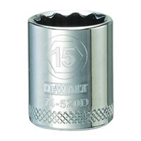 DeWALT DWMT74520OSP Hand Socket, 15 mm Socket, 3/8 in Drive, 12-Point, Vanadium Steel, Polished Chrome 