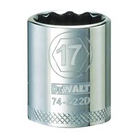 DeWALT DWMT74522OSP Hand Socket, 17 mm Socket, 3/8 in Drive, 12-Point, Vanadium Steel, Polished Chrome 