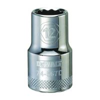DeWALT DWMT74567OSP Drive Socket, 12 mm Socket, 1/2 in Drive, 12-Point, Vanadium Steel, Polished Chrome 