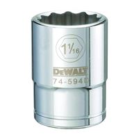 DeWALT DWMT74594OSP Drive Socket, 1-1/16 in Socket, 3/4 in Drive, 12-Point, Vanadium Steel, Polished Chrome 