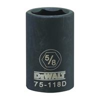 DeWALT DWMT75118OSP Deep Impact Socket, 5/8 in Socket, 1/2 in Drive, 6-Point, Steel, Black Oxide 
