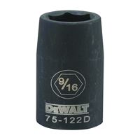 DeWALT DWMT75122OSP Deep Impact Socket, 9/16 in Socket, 1/2 in Drive, 6-Point, Steel, Black Oxide 