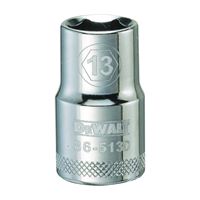 DeWALT DWMT86513OSP Drive Socket, 13 mm Socket, 1/2 in Drive, 6-Point, Vanadium Steel, Polished Chrome 