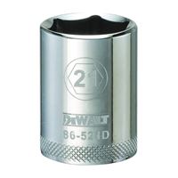 DeWALT DWMT86521OSP Drive Socket, 21 mm Socket, 1/2 in Drive, 6-Point, Vanadium Steel, Polished Chrome 