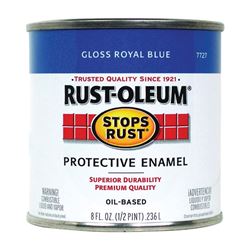 Rust-Oleum Stops Rust 7727730 Enamel Paint, Oil, Gloss, Royal Blue, 0.5 pt, Can, 50 to 90 sq-ft/qt Coverage Area 