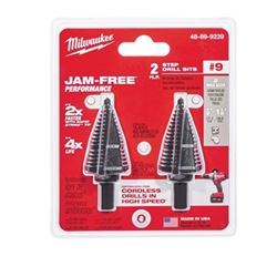 Milwaukee 48-89-9239 #9 Step Drill Bit, 7/8 to 1-1/8 in Dia, 2-Flute, 3/8 in Dia Shank, 3-Flat Shank 