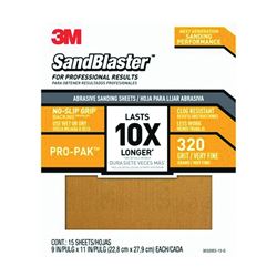 3M SandBlaster Series 30320ES-15-G Wet/Dry Abrasive Sandpaper, 11 in L, 9 in W, 320 Grit, Very Fine 